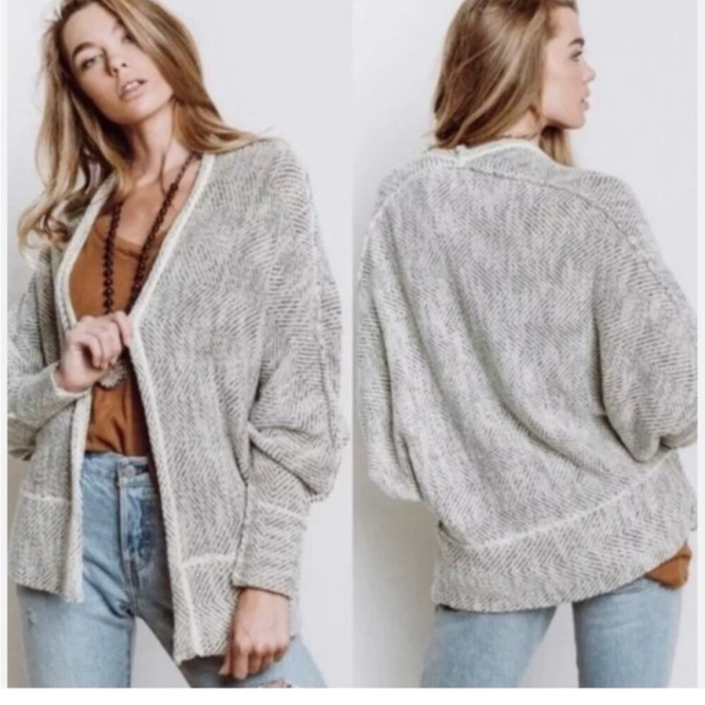 Free People Motions batwing cocoon cardigan gray oversized S